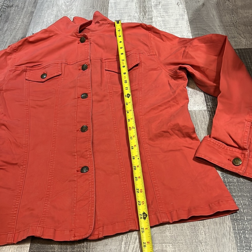 Jones New York Sport Coral Cotton Stretch Denim Button Down Jacket Womens Size L - Picture 7 of 8